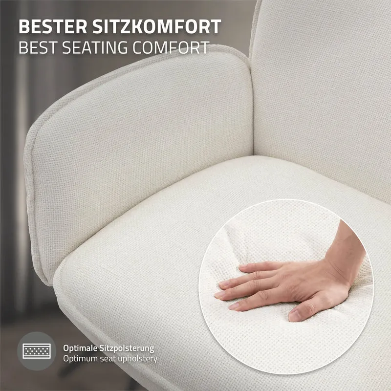 Esszimmerstuhl 2er Set drehbar Beige mit Rücken- und Armlehne bis 120 kg ML-Design