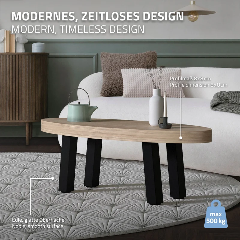 4er Set Tischbeine schräg H42 cm Schwarz glänzend aus Stahl eckig Profil 8x8 cm I-Form 96° Neigung ML-Design