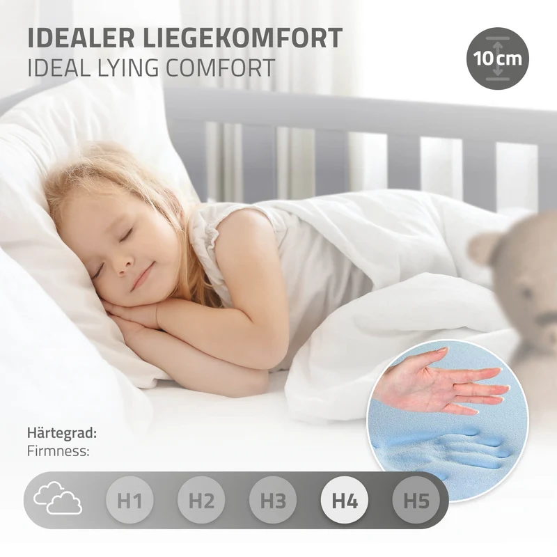 Kinderbett Hausbett 70x140 cm Hellgrau aus Kiefernholz inkl. Matratze H-10cm Rausfallschutz Dach und Lattenrost ML-Design