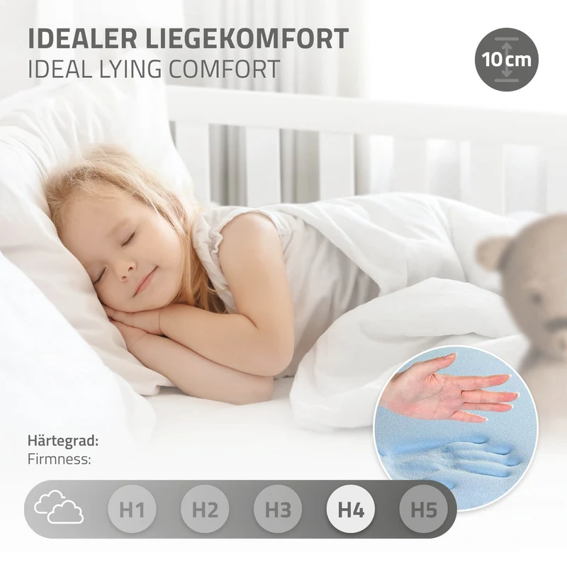 Kinderbett Hausbett 70x140 cm Weiß aus Kiefernholz inkl. Matratze H-10cm Rausfallschutz Dach und Lattenrost ML-Design