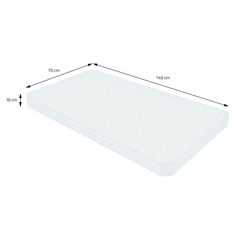 Kinderbett Hausbett 70x140 cm Hellgrau aus Kiefernholz inkl. Matratze H-10cm Holzbett mit Dach und Lattenrost ML-Design