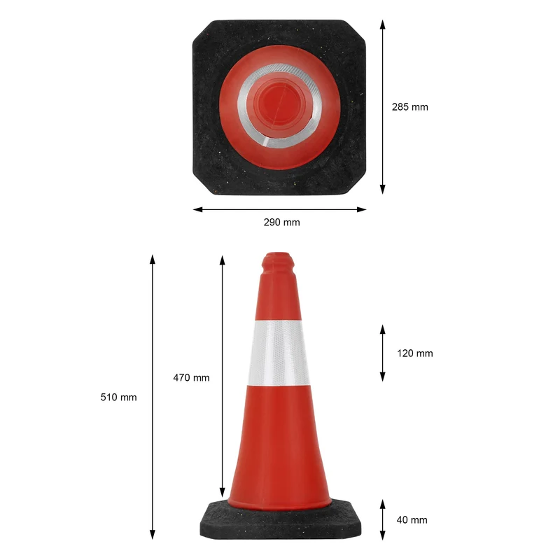3er Set Verkehrsleitkegel Verkehrshütchen Pylone reflektierend beschwert 51cm Rot/Weiß mit schwerem Fuß