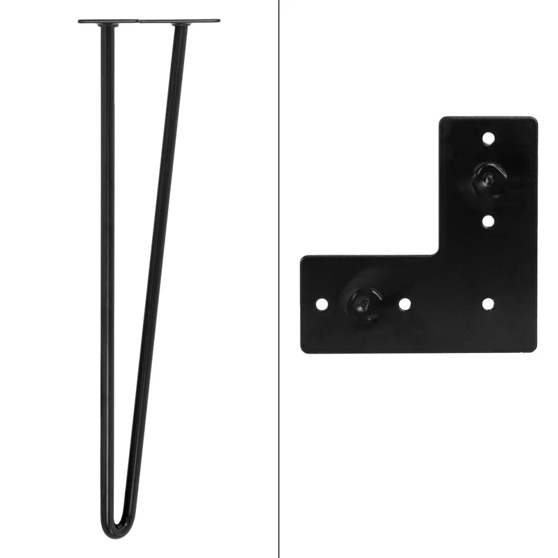 Tischbeine Tischgestell 4er Set V-Design schmal 36 x 12 cm Schwarz aus Metall ML-Design