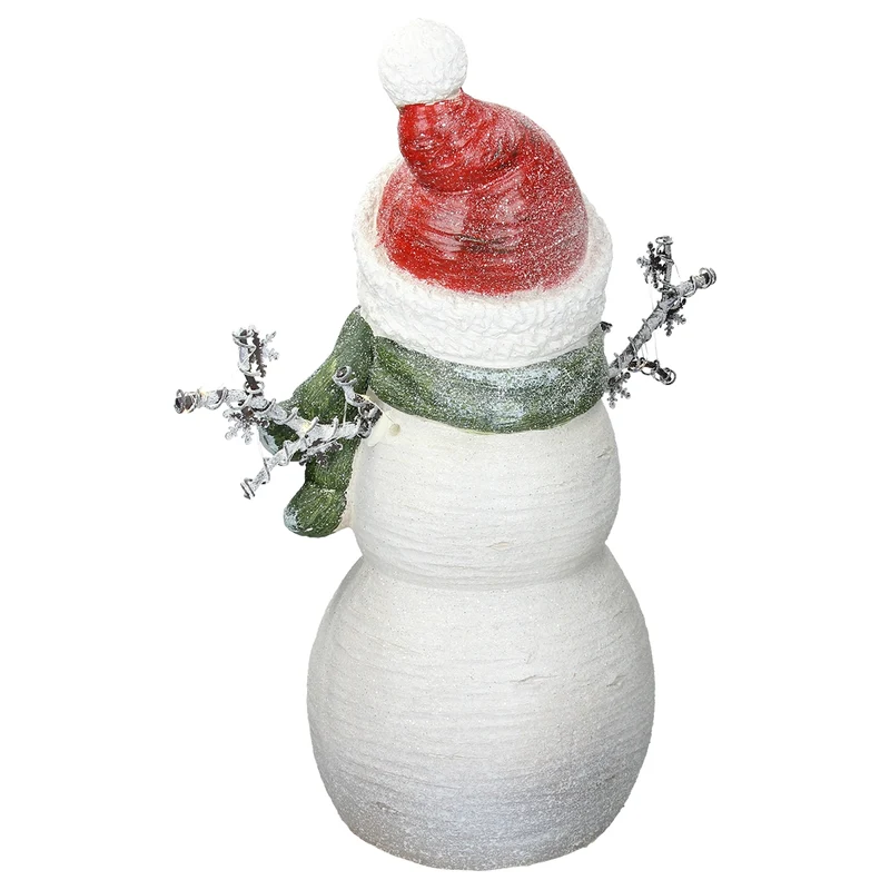 Deko Figur Schneemann mit Roter Mütze LED-Beleuchtung Warmweiß Höhe 57 cm