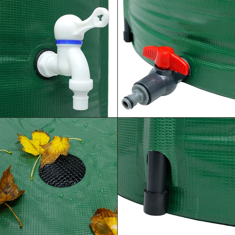 Regentonne 500L mit Hahn Ø 80x98 cm grün aus PVC