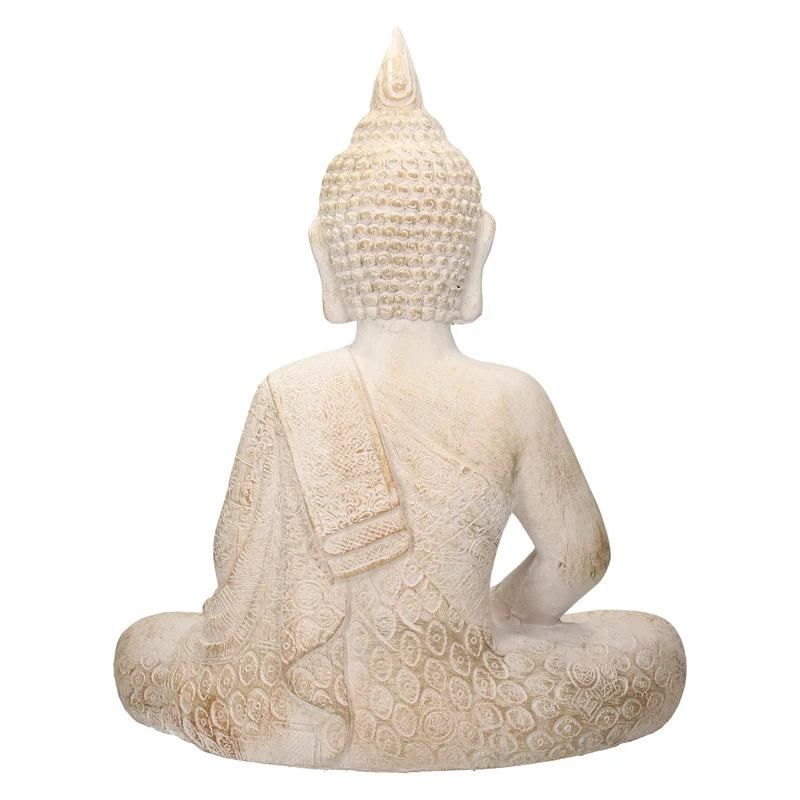 Buddha Figur 40x24x48 cm Beige/Grau aus Kunststein