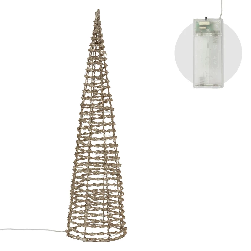 LED Pyramide Lichterkegel 2er Set 60/80 cm Gold aus Metall mit warmweißen LEDs