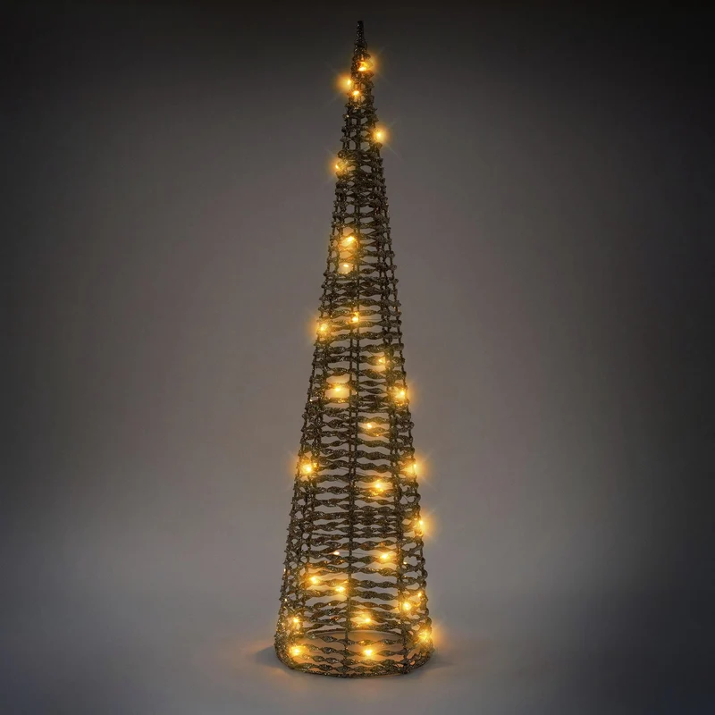 LED Pyramide Lichterkegel 2er Set 60/80 cm Gold aus Metall mit warmweißen LEDs