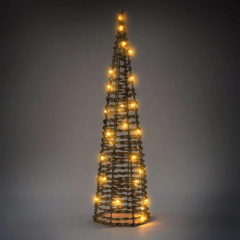 LED Pyramide Lichterkegel 3er Set 40/60 cm Gold aus Metall mit warmweißen LEDs