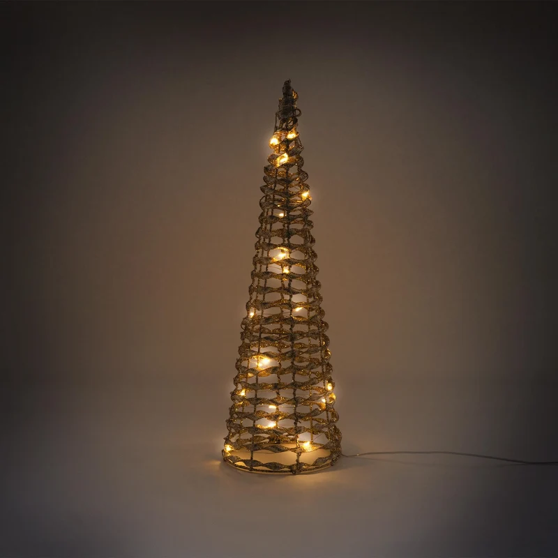 LED Lichterkegel Weihnachtsdeko 2er Set 40/80 cm Gold aus Metall mit warmweißen LEDs