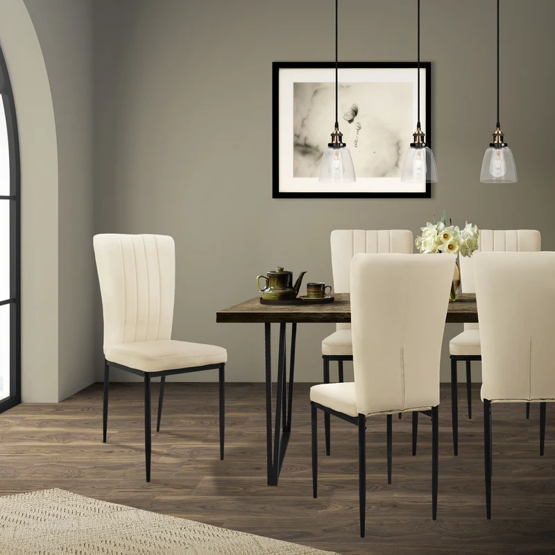 B-Ware Esszimmerstuhl 4er Set Taupe mit Samtbezug und Metallbeinen Küchenstuhl ML-Design