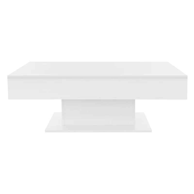 Couchtisch 110x60x40 cm Weiß inkl. 2 Staufächern unter Schiebeplatte ML-Design