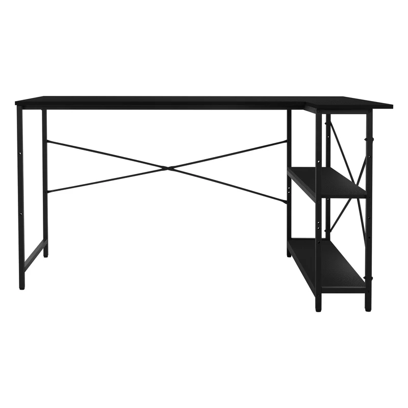 B-Ware Schreibtisch L-Form beidseitig montierbar 140x89x75 cm Carbon mit Regal ML-Design