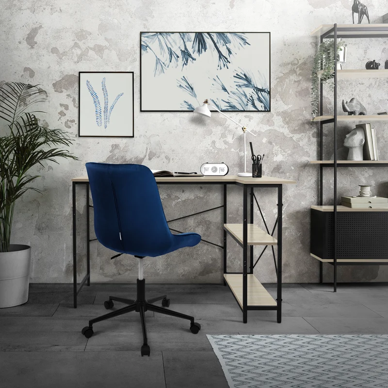 B-Ware Schreibtisch L-Form beidseitig montierbar 120x89x75 cm Eiche mit Regal ML-Design