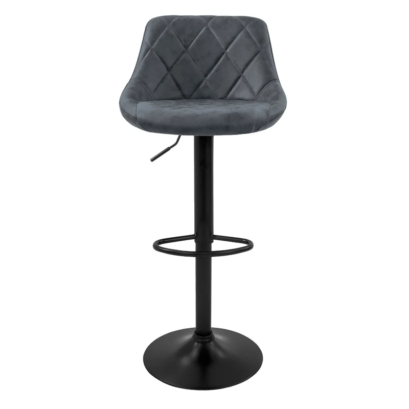 Barhocker 2er Set Anthrazit Kunstlederbezug mit Rückenlehne und Fußstütze höhenverstellbar 62-82 cm ML-Design