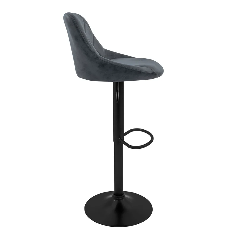 Barhocker 2er Set Anthrazit Kunstlederbezug mit Rückenlehne und Fußstütze höhenverstellbar 62-82 cm ML-Design