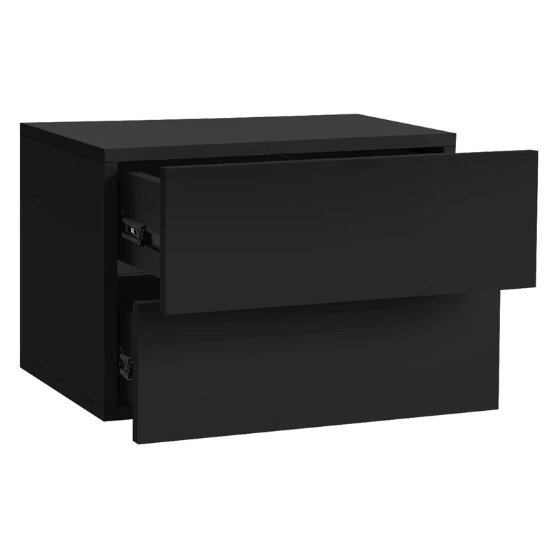 B-Ware Nachttisch mit zwei Schubladen 42x29x30 cm Schwarz matt ML-Design