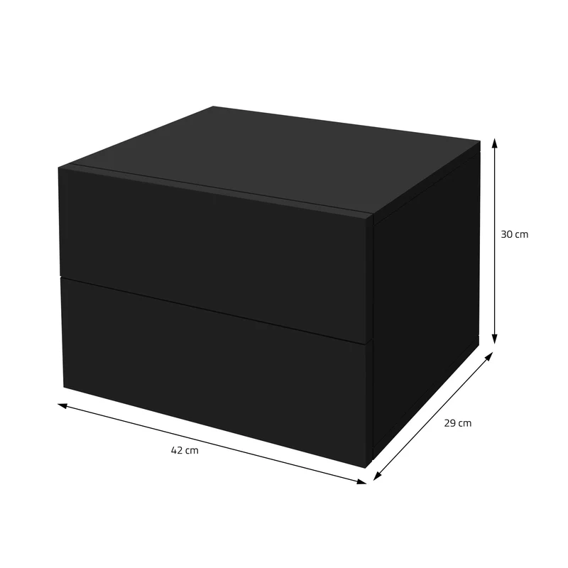 B-Ware Nachttisch mit zwei Schubladen 42x29x30 cm Schwarz matt ML-Design