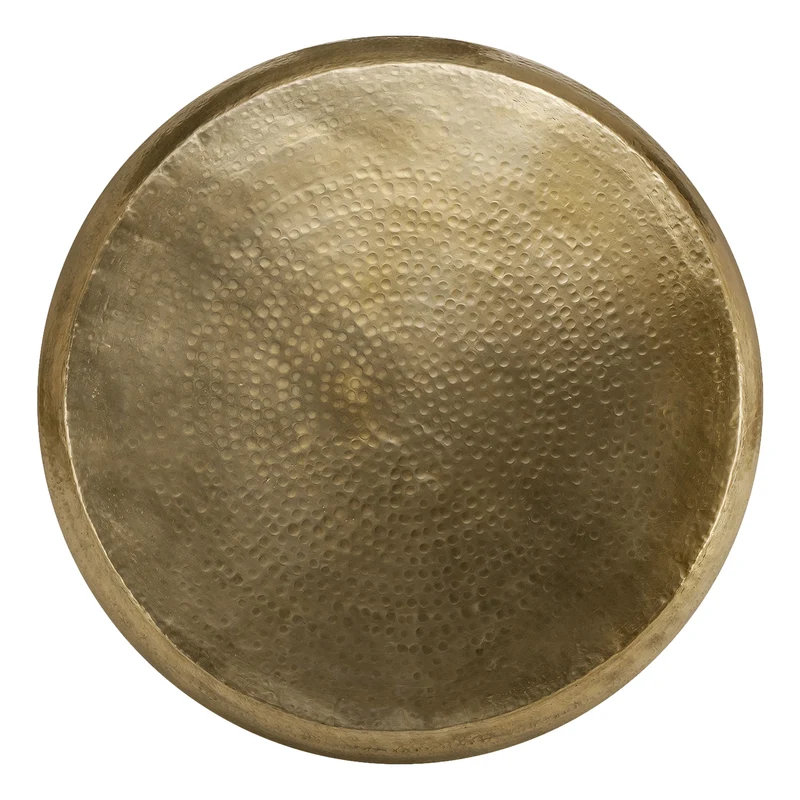 B-Ware Couchtisch Ø 80x30 cm Gold aus Aluminium-Legierung in Hammerschlag-Technik WOMO-Design