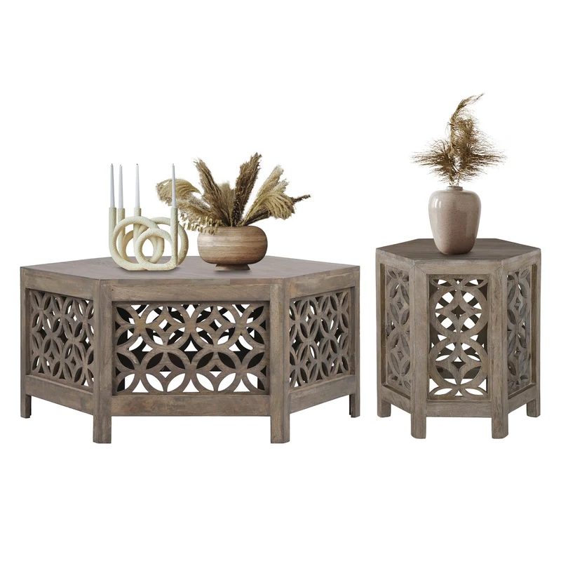 Couchtisch 2er Set Natur aus Mangoholz WOMO-Design