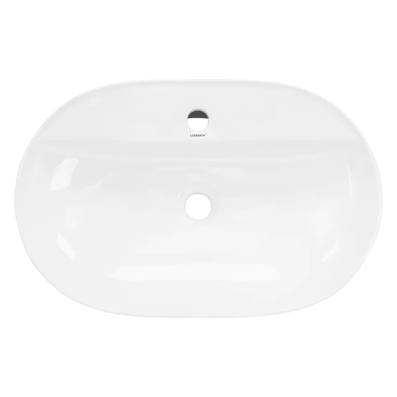 Waschbecken Oval ohne Überlauf 60x40x12 cm Weiß aus Keramik LuxeBath