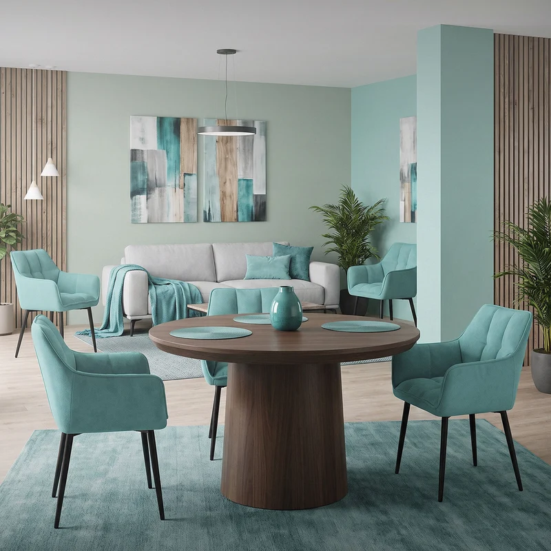 Esszimmerstuhl Petrol aus Frotteestoff mit dickem gepolsterter Sitz ML-Design