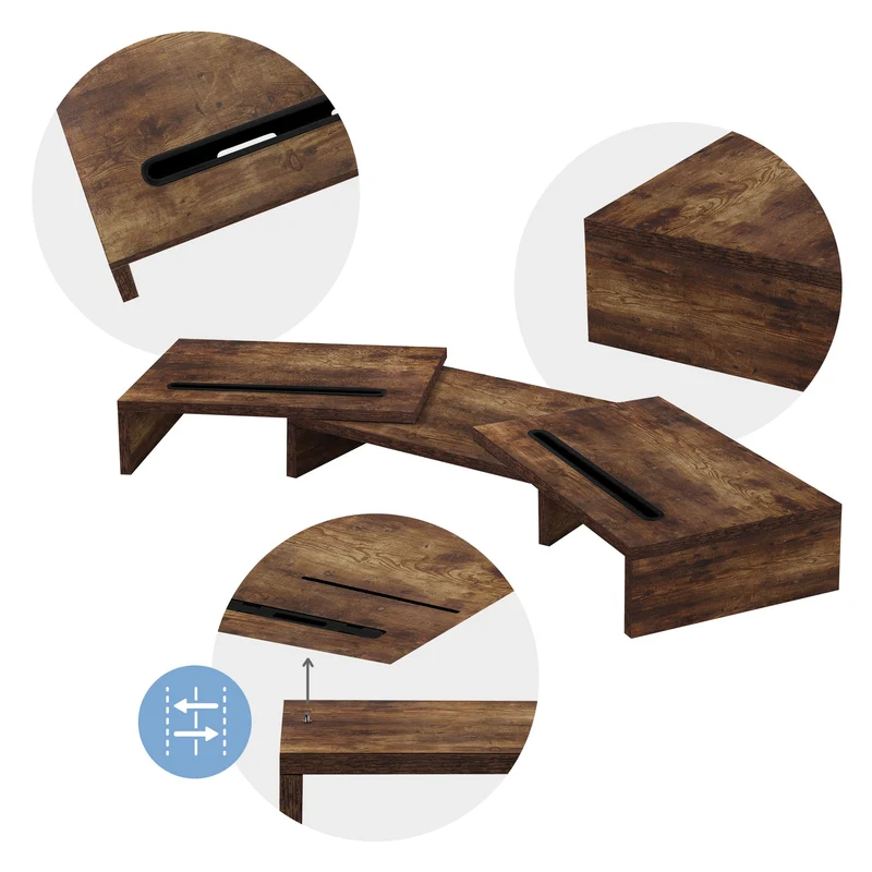 Doppelmonitorständer 110x27x10,5 cm Dunkelbraun aus MDF ML-Design