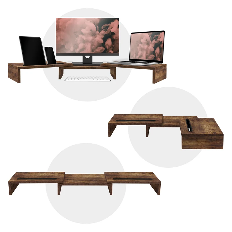 Doppelmonitorständer 110x27x10,5 cm Dunkelbraun aus MDF ML-Design