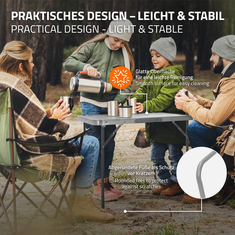 Campingtisch klappbar 70x50x60 cm Grau aus Aluminium