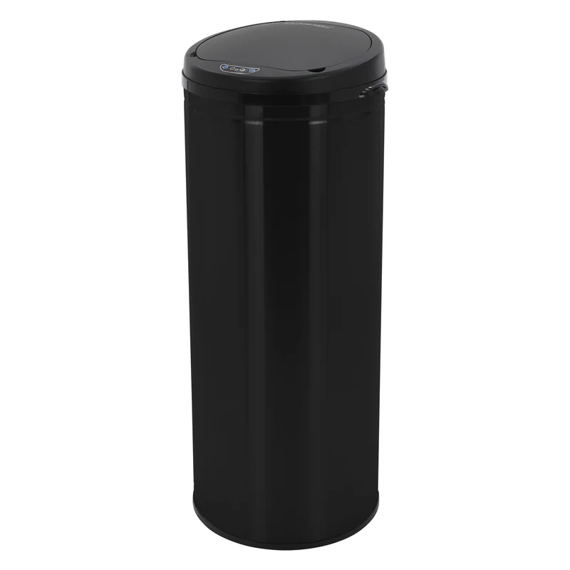 Mülleimer mit Sensor 50L Schwarz aus Edelstahl gebürstet ML-Design