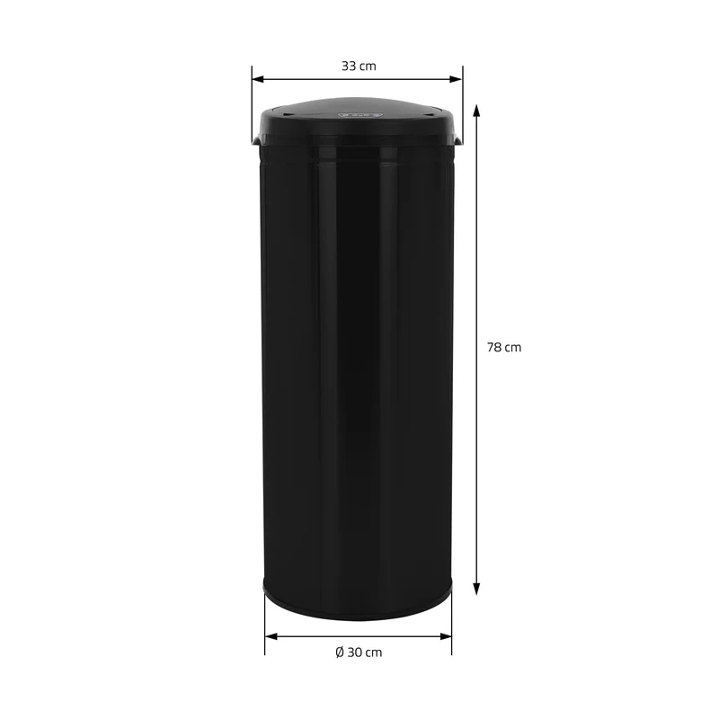 Mülleimer mit Sensor 50L Schwarz aus Edelstahl gebürstet ML-Design