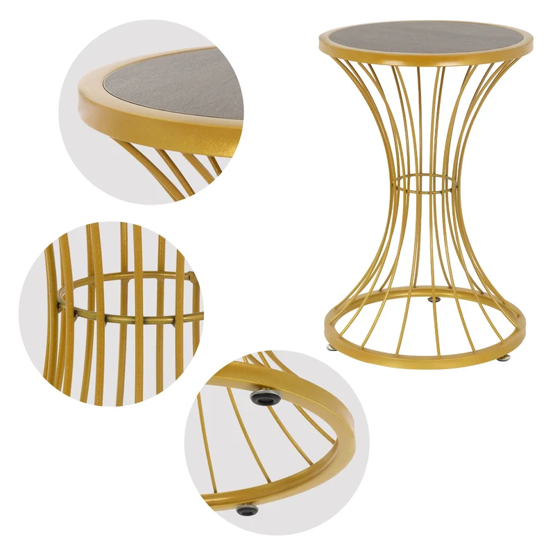 Beistelltisch in Stundenglas-Form Ø 38x57 cm Gold aus Metall und Holz ML-Design