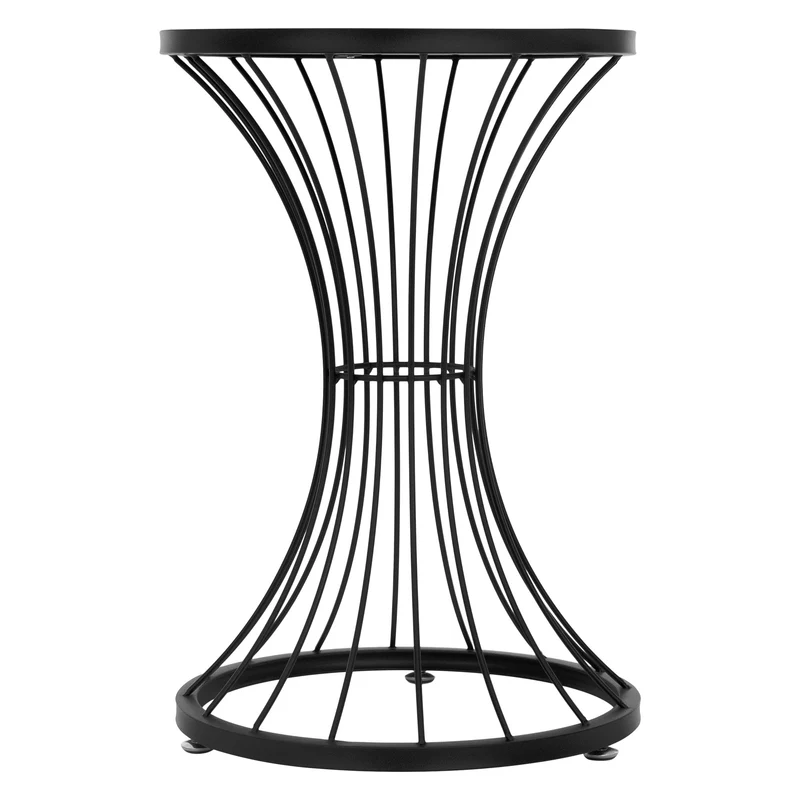 Beistelltisch in Stundenglas-Form Ø 38x57 cm Schwarz aus Metall und Holz ML-Design
