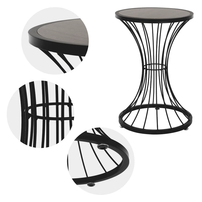 Beistelltisch in Stundenglas-Form Ø 38x57 cm Schwarz aus Metall und Holz ML-Design