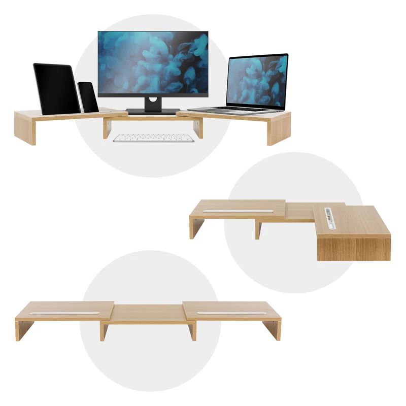 Doppelmonitorständer 110x27x10,5 cm Eichen-Optik aus Holz ML-Design