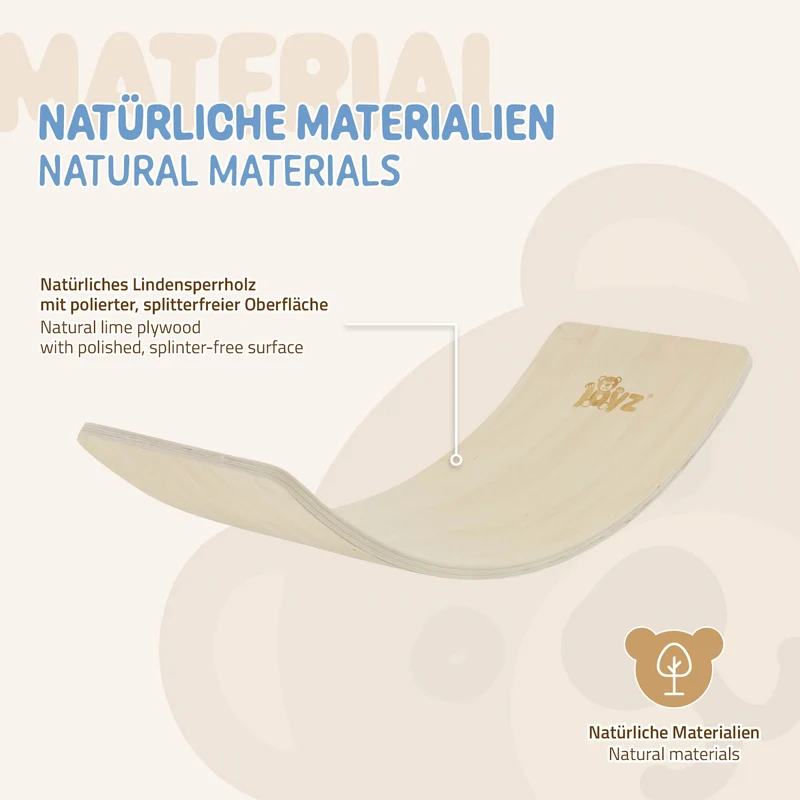 Balance Board für Kinder 83x30 cm Natur aus Lindensperrholz bis 100kg Joyz