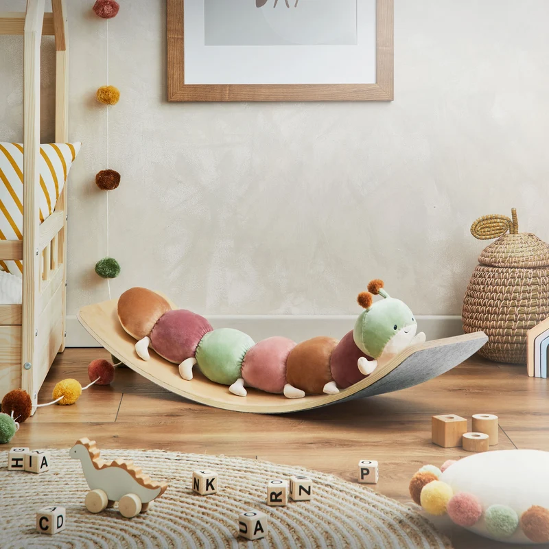 Balance Board für Kinder 83x30 cm Grau/Natur aus Holz bis 100kg Joyz