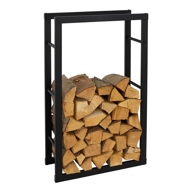 Kaminholzregal rechteckig 60x100x25 cm Dunkelgrau aus Stahl ML-Design