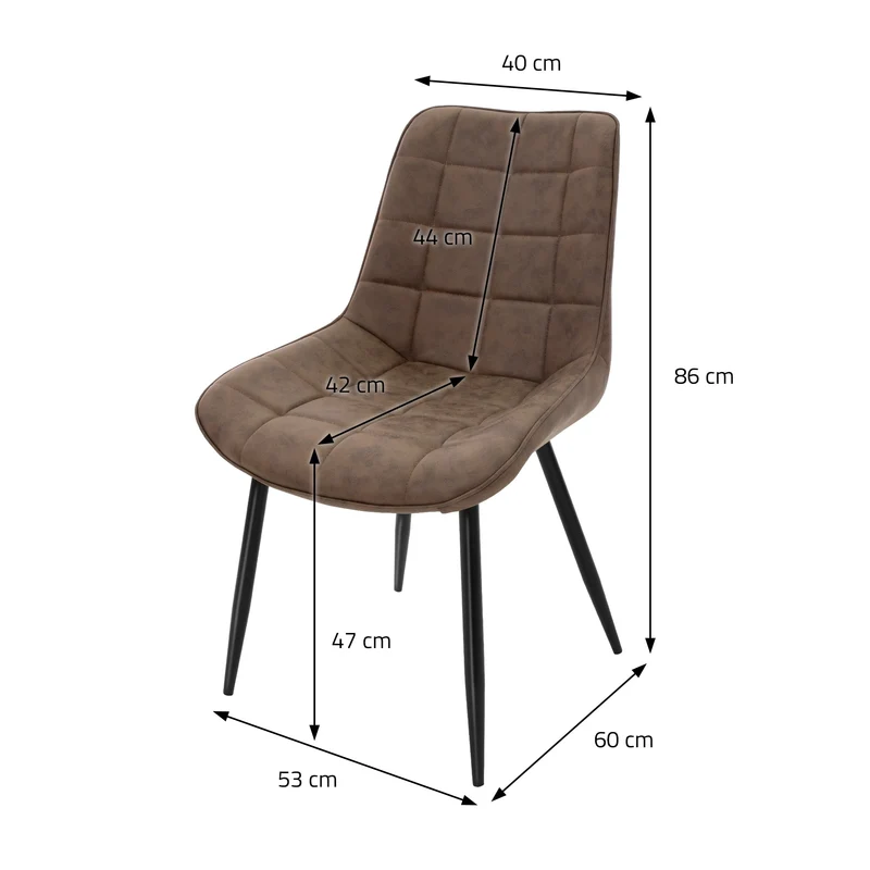 Esszimmerstuhl 2er Set Quadrat Steppung Braun Kunstlederbezug mit Metallbeinen inkl. Montagematerial ML-Design