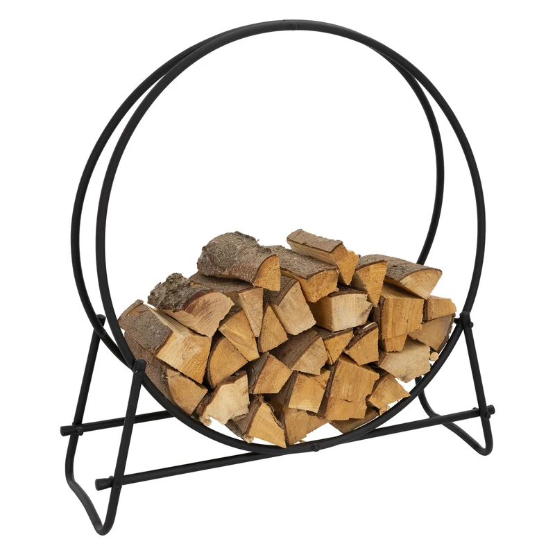 Kaminholzregal 96x102x33 cm Schwarz aus Metall ML-Design