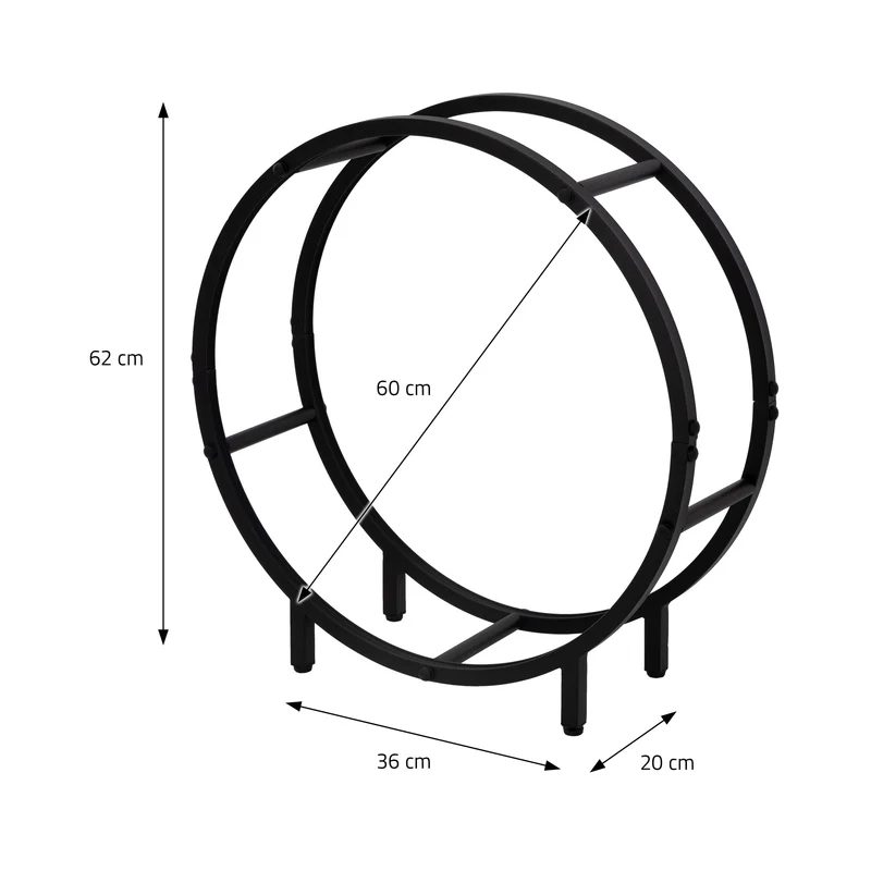 Kaminholzregal 62x60x20 cm Schwarz aus Metall ML-Design