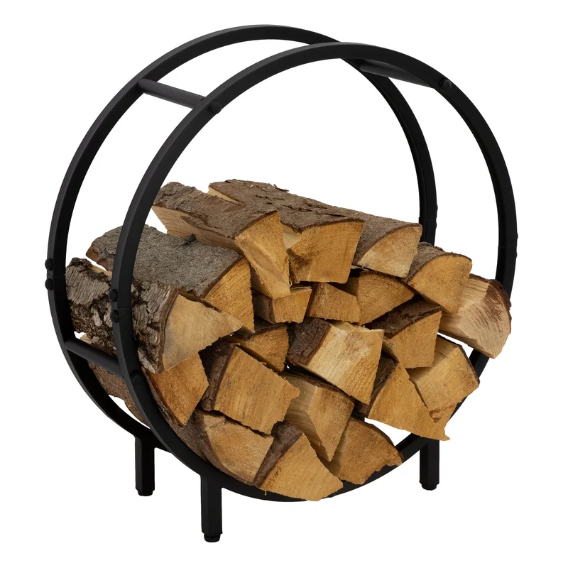 Kaminholzregal 62x60x20 cm Schwarz aus Metall ML-Design