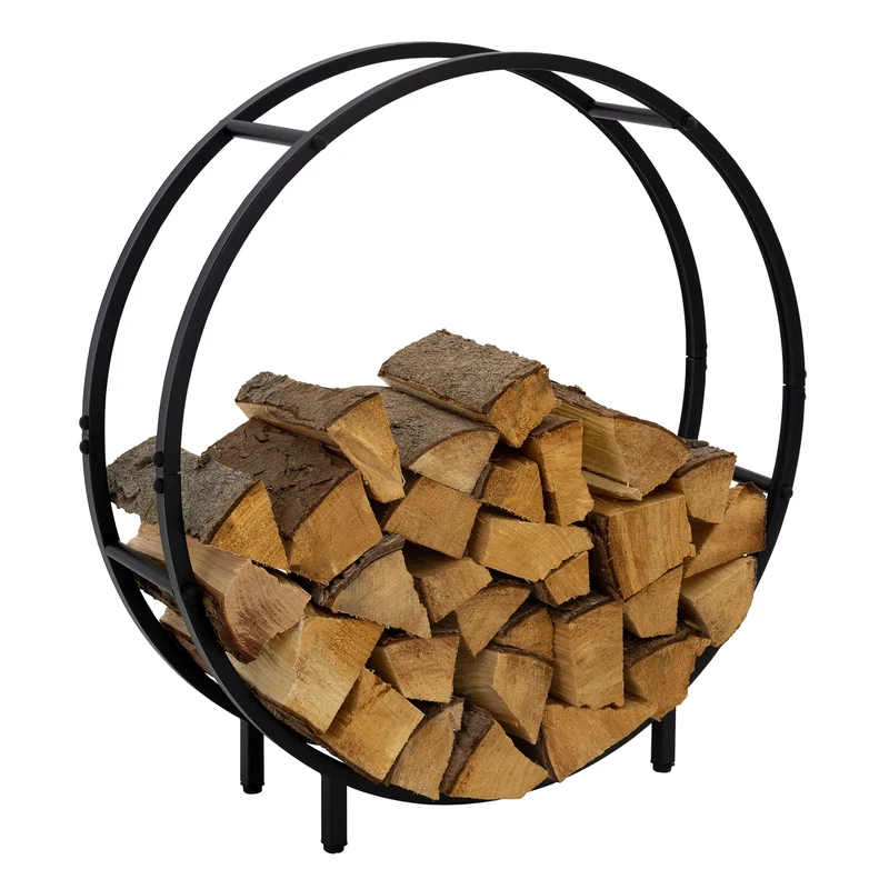 Kaminholzregal 82x80x20 cm Schwarz aus Metall ML-Design