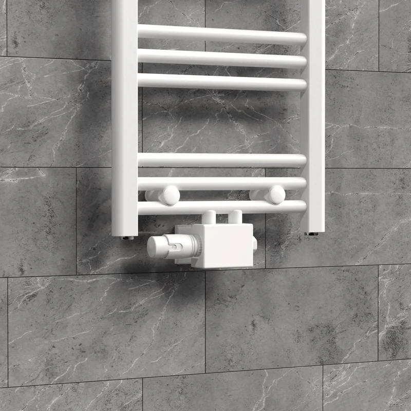 Ventil Armaturen Set Multiblock Weiß Universal inkl. Thermostatkopf LuxeBath