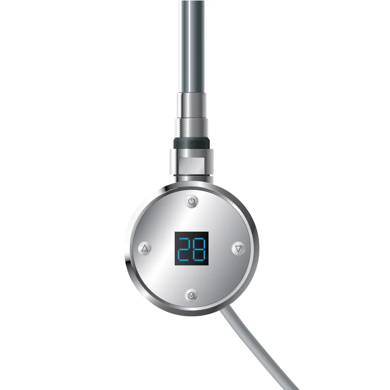 Heizstab für Badheizkörper 900W Chrom mit Thermostat LCD-Bildschirm Temperaturkontrolle und Timer LuxeBath