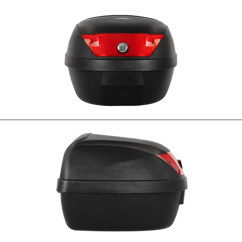Motorradkoffer Schwarz mit Rote Reflektor 36L für 1 Helm