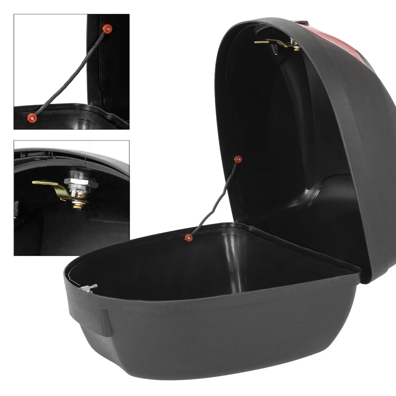Motorradkoffer Schwarz mit Rote Reflektor 36L für 1 Helm