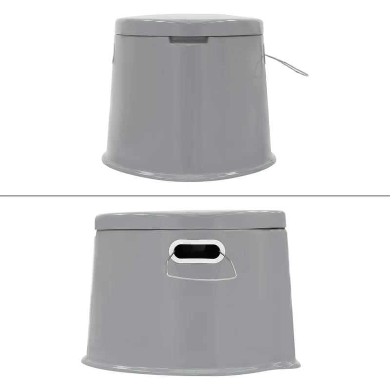 Campingtoilette 5L tragbar, grau, bis 200 kg, aus PP Kunststoff