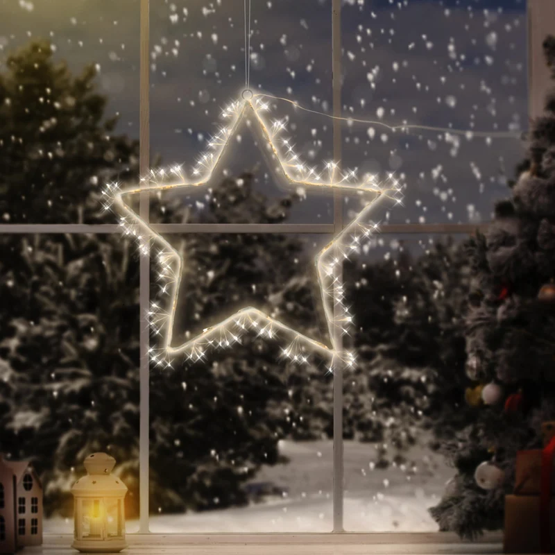 Weihnachtsdeko LED Stern mit 120 Warmweißen LEDs aus Metall