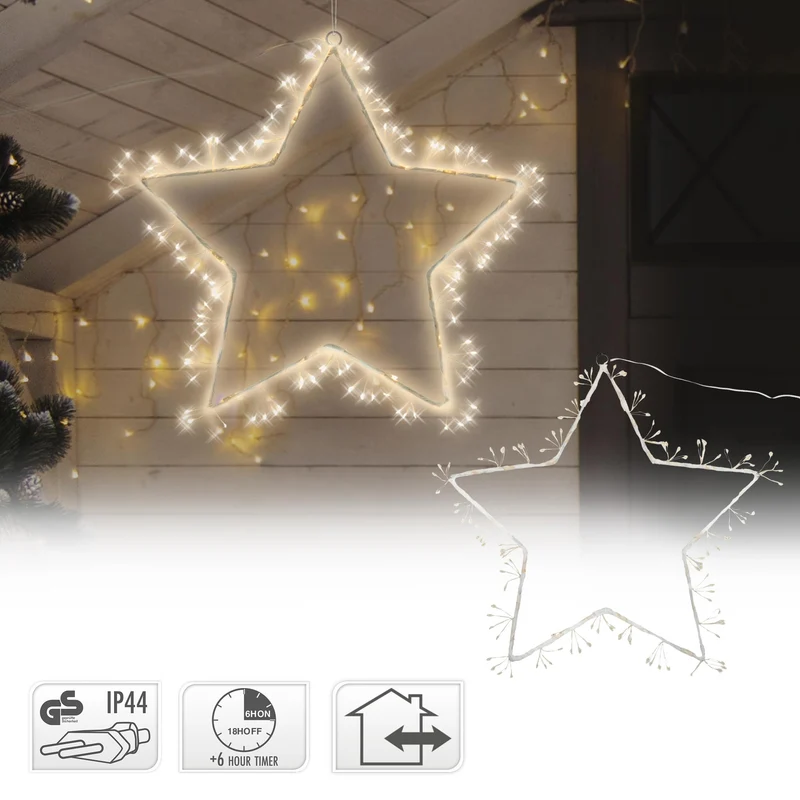 Weihnachtsdeko LED Stern mit 120 Warmweißen LEDs aus Metall